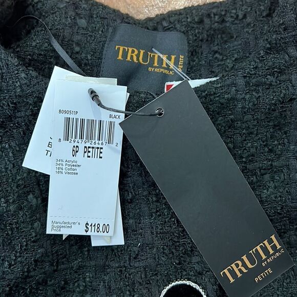NWT Truth tweed bomber jacket size 6p - Picture 5 of 9